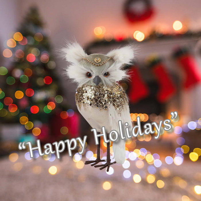 Christmas Velvet Owl Decoration 23cm x 15cm Green X 1