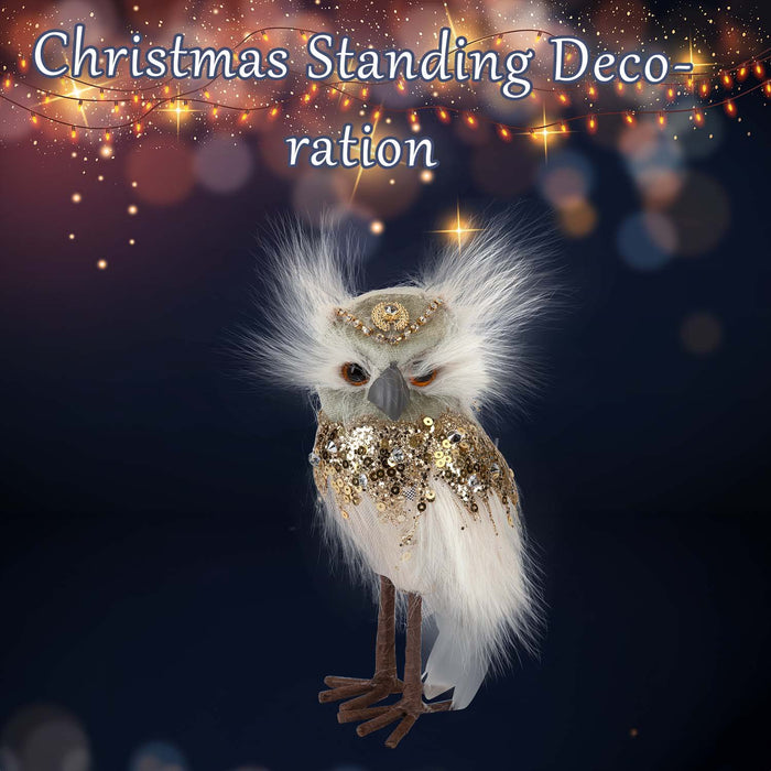 Christmas Velvet Owl Decoration 15cm x 9cm Green X 1
