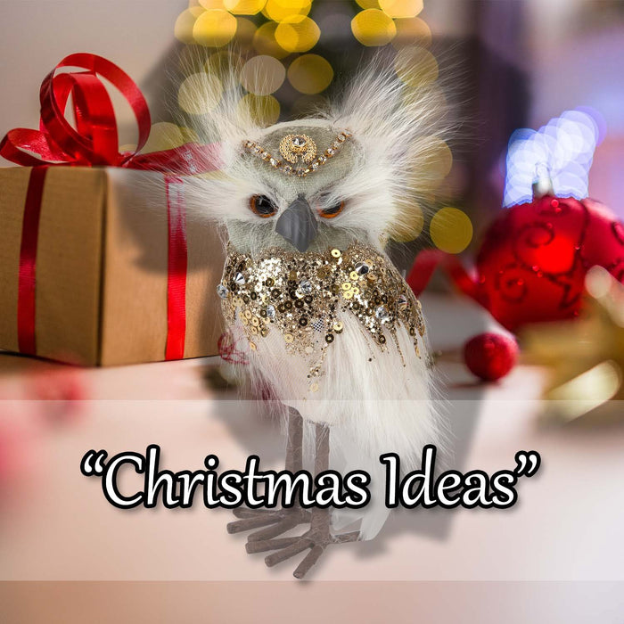 Christmas Velvet Owl Decoration 15cm x 9cm Green X 1