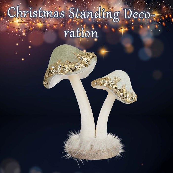 Christmas Velvet Mushroom Decoration 21cm x 19cm Green X 1