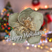 Christmas Velvet Flower Decoration 11cm x 11cm Green X 1