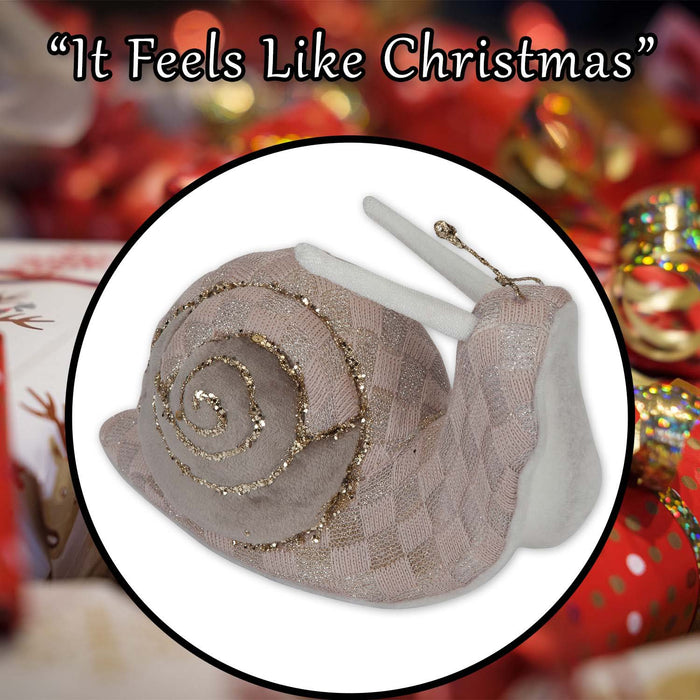 Christmas Velvet Snail Decoration 14cm x 21cm Brown X 1