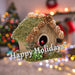Christmas Bird House Decoration 15cm x 16cm Green X 1