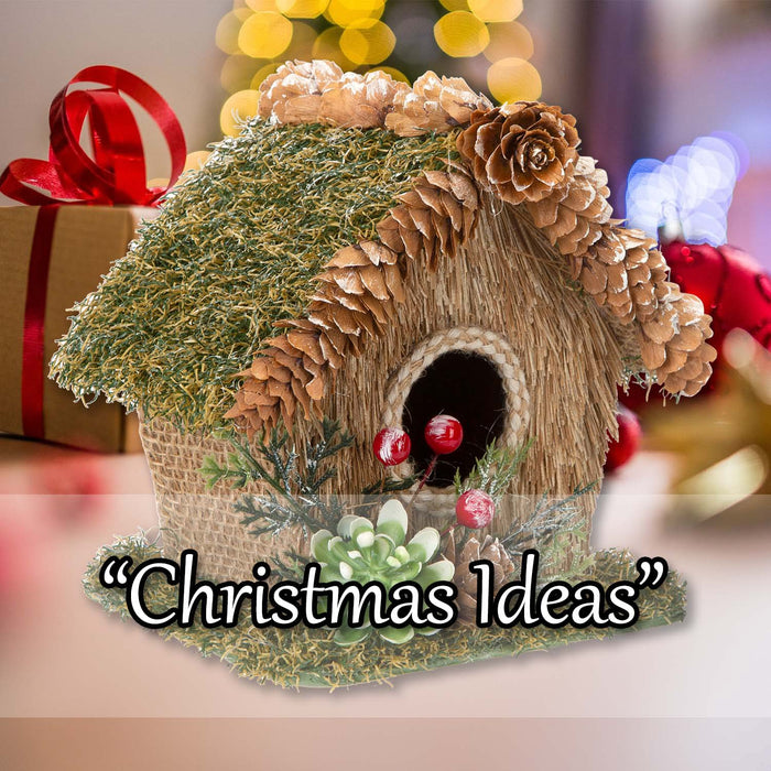Christmas Bird House Decoration 15cm x 16cm Green X 1