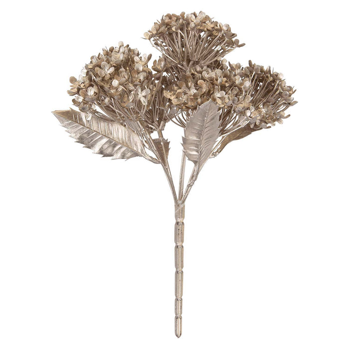 Christmas Metallic Hydrangea Bush 33cm x 22cm Cream X 1