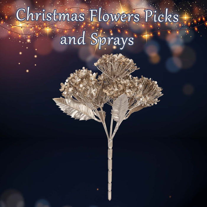 Christmas Metallic Hydrangea Bush 33cm x 22cm Cream X 1
