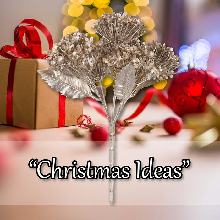 Christmas Metallic Hydrangea Bush 33cm x 22cm Cream X 1