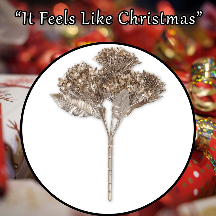 Christmas Metallic Hydrangea Bush 33cm x 22cm Cream X 1