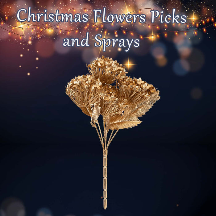 Christmas Metallic Hydrangea Bush 33cm x 22cm Gold X 1