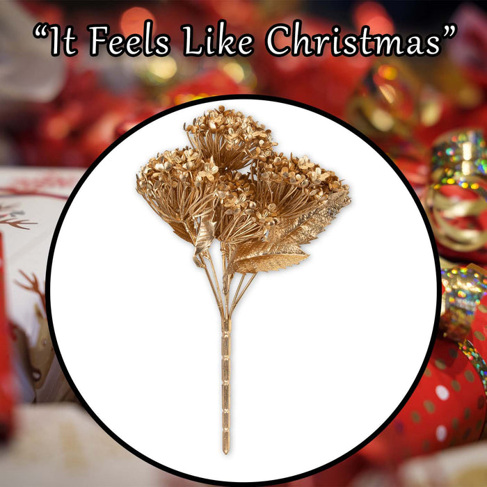 Christmas Metallic Hydrangea Bush 33cm x 22cm Gold X 1