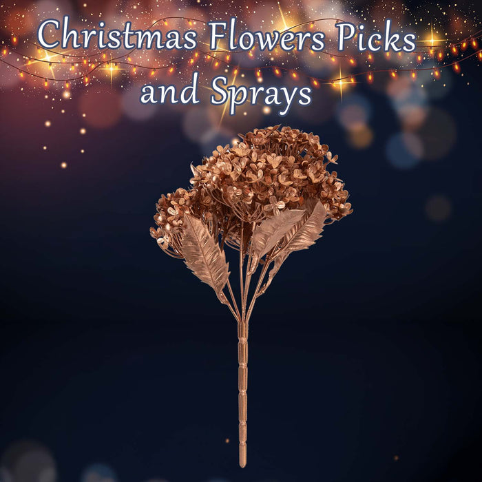 Christmas Metallic Hydrangea Bush 33cm x 22cm Copper X 1
