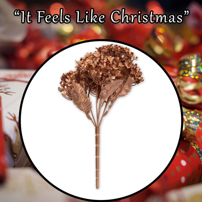 Christmas Metallic Hydrangea Bush 33cm x 22cm Copper X 1