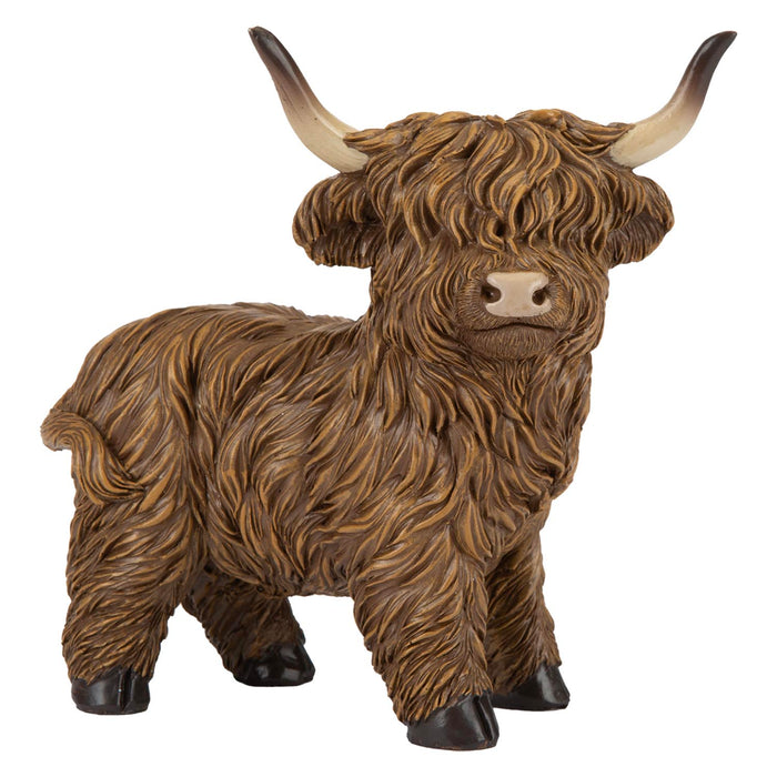 Highland Cow Ornament Soft Toy Decoration Brown - 13cm x 7cm