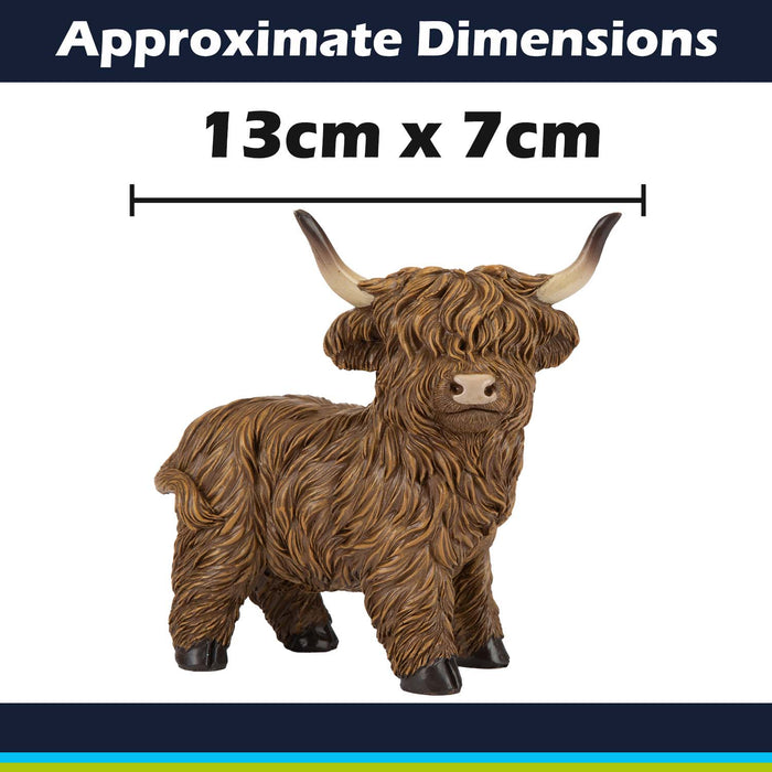 Highland Cow Ornament Soft Toy Decoration Brown - 13cm x 7cm
