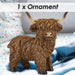 Highland Cow Ornament Soft Toy Decoration Brown - 13cm x 7cm