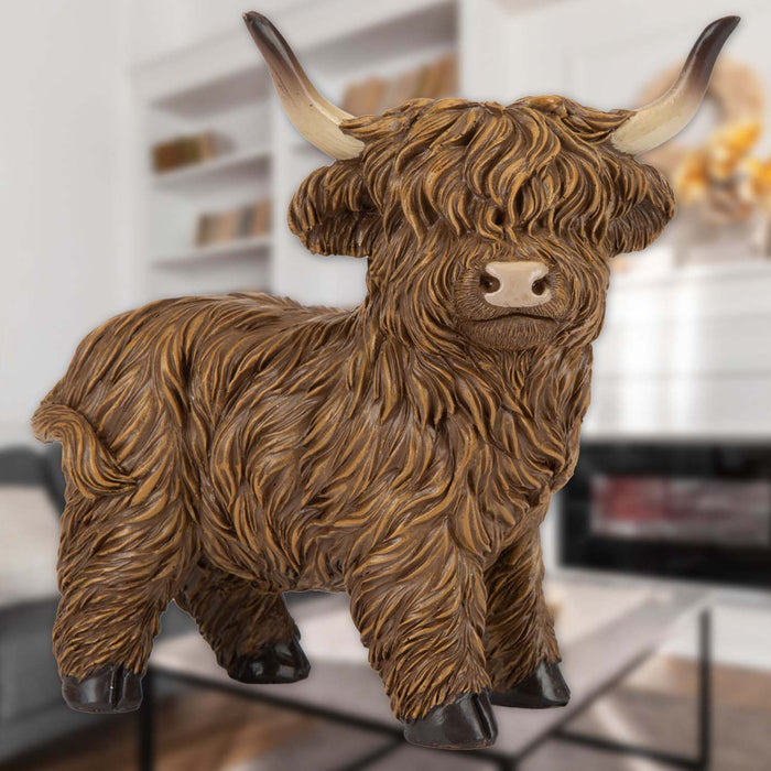 Highland Cow Ornament Soft Toy Decoration Brown - 13cm x 7cm
