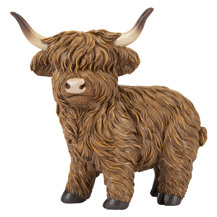 Highland Cow Ornament Soft Toy Decoration Brown - 19cm x 15cm