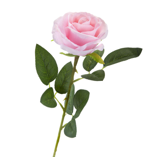 Artificial Pink Rose Flowers Elegant - Green Leaf-Stem