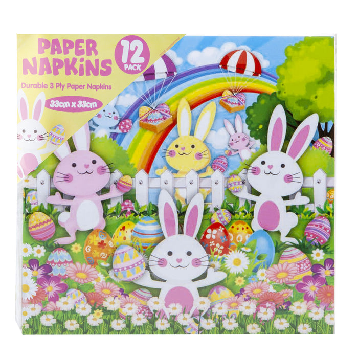 Easter Napkins Picnic-Party Accessories Easter Bunny Design 12 Pack - 33cm "