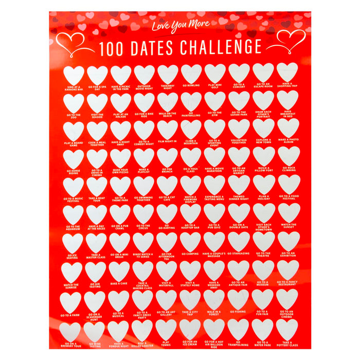 Valentines 100 Dates Scratch Off Challenge 34cm x 22cm Red X 1
