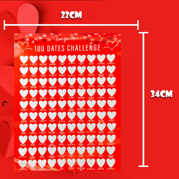 Valentines 100 Dates Scratch Off Challenge 34cm x 22cm Red X 1
