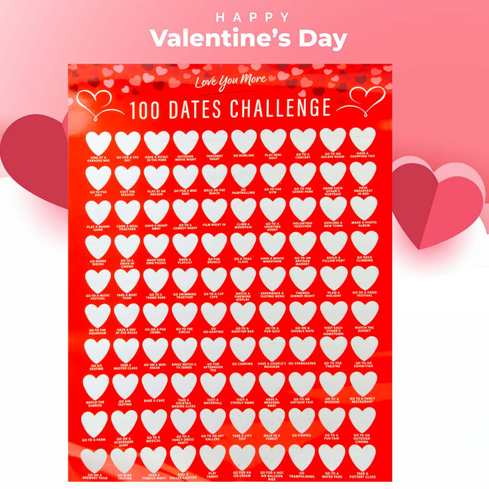 Valentines 100 Dates Scratch Off Challenge 34cm x 22cm Red X 1