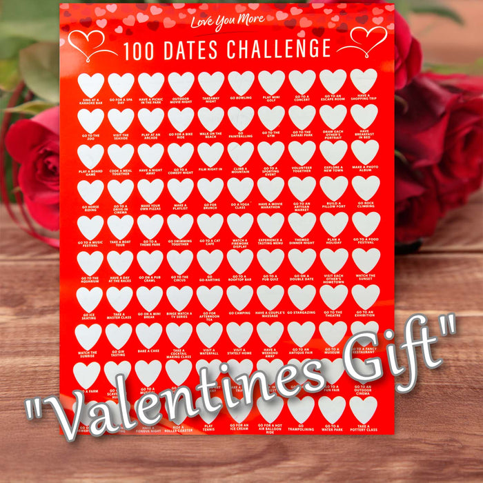 Valentines 100 Dates Scratch Off Challenge 34cm x 22cm Red X 1