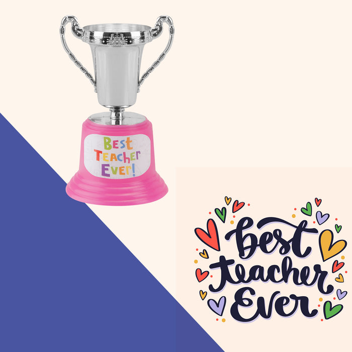 Best Teacher Trophy School End of Year Gift Novelty Fun Present  Silver