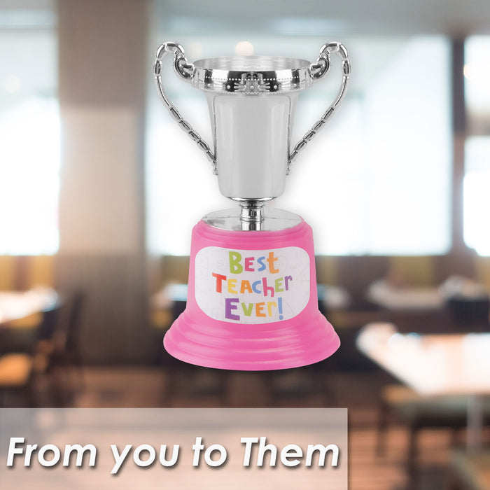 Best Teacher Trophy School End of Year Gift Novelty Fun Present Silver
