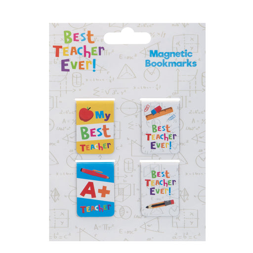 Best Teacher Magnetic Book Marks School End Year Gift Pack of 4 Multi Coloured