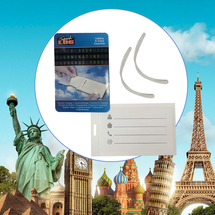 Luggage Address Tags  Self Laminating Travel Tags Suitcase Bag 2 Piece White