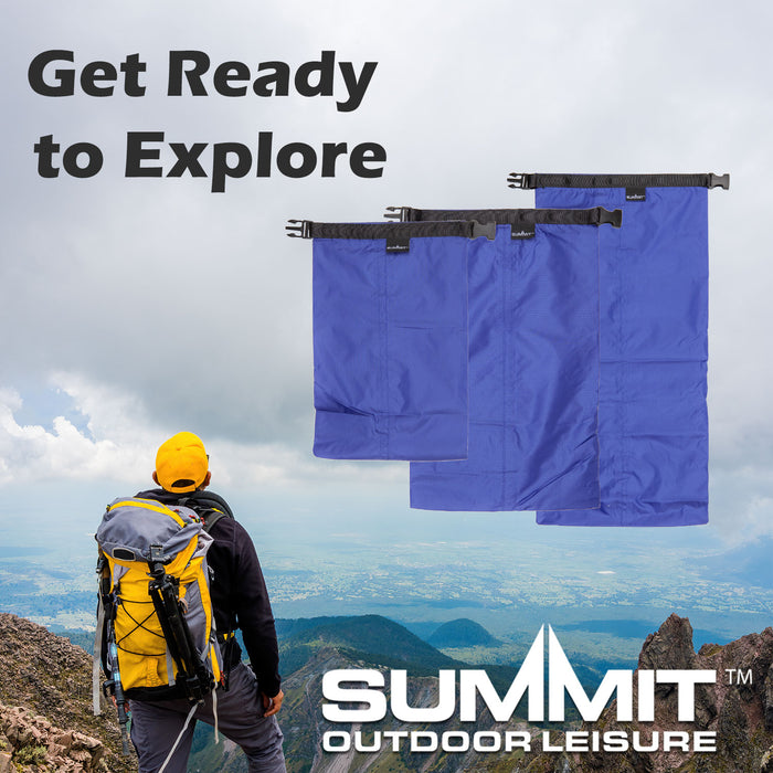 Dry Sacks Lightweight for Food, and Clothes Pack of 3 - 1 x 2L 4L 8L Royal Blue