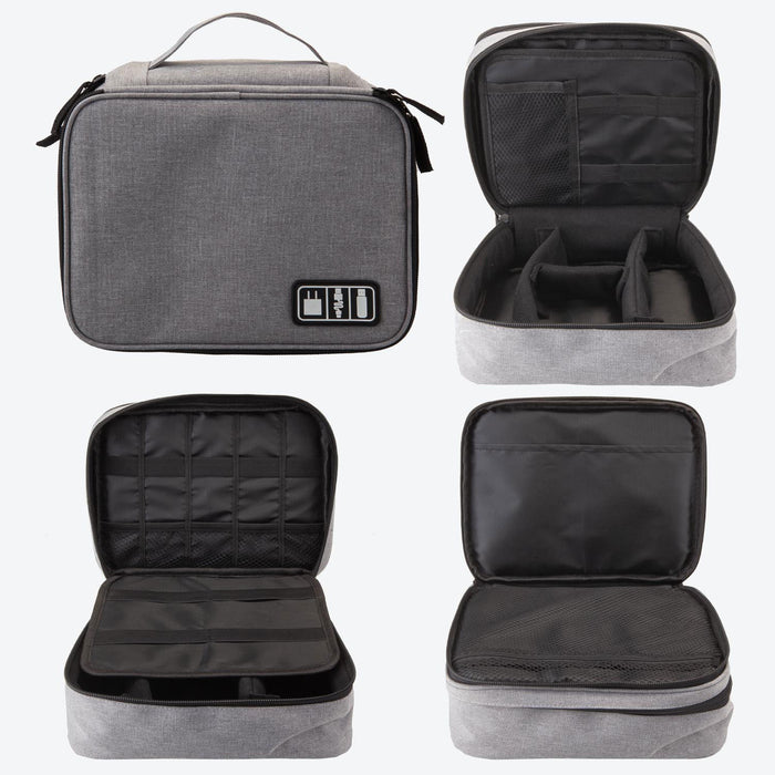 Travel Case Organiser Phones Tablets Passport Cables Leads Accessories Grey