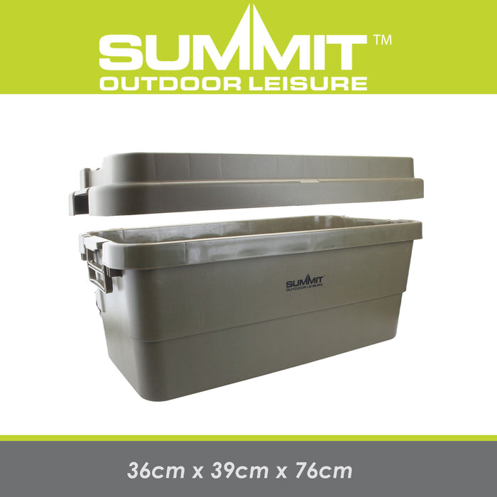 Storage Box 70L Carry Handles Camping Dry Green
