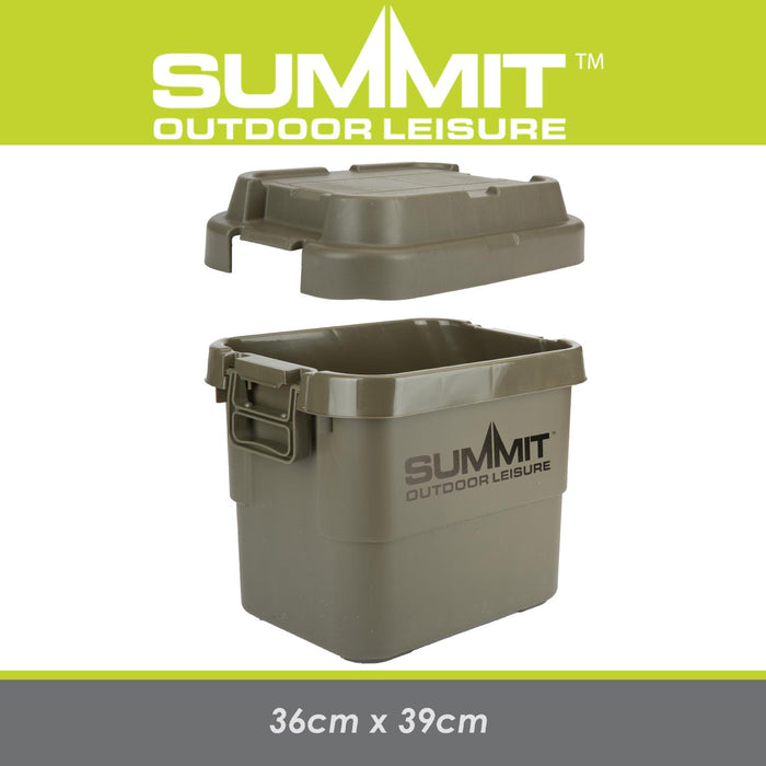 Storage Box 22L Carry Handles Camping Box, Dry Storage Green 39 x 36cm