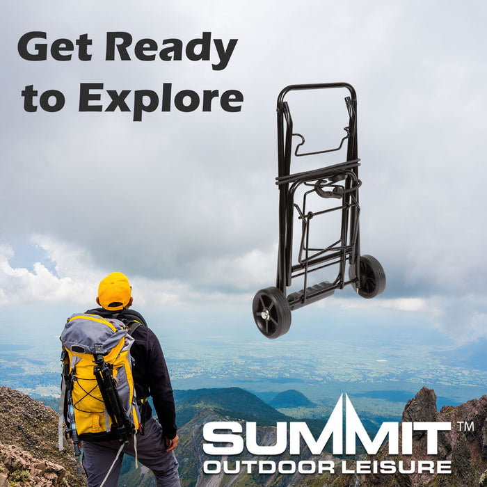 Festival Travel Trolley - MAX 50kgs Lightweight Foldable with bungee cord Black