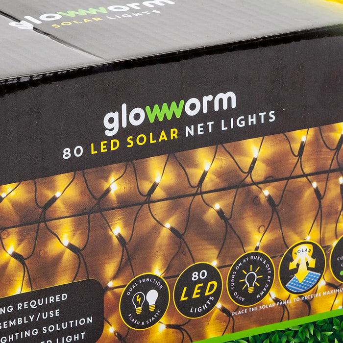 Multicoloured Solar Net Lights - 80 LED Glowworm