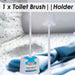Toilet Brush And Holder White With Wrap Card White - 35cm x 10cm