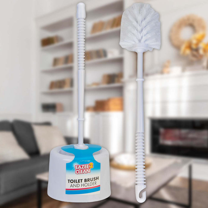 Toilet Brush And Holder White With Wrap Card White - 35cm x 10cm