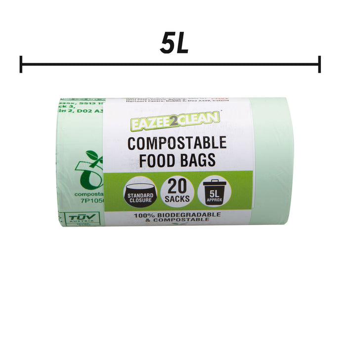 Refuse 20 PK 5L Food Bags/Sacks Strong Secure, Refuse Sacks 5L Multi-Coloured