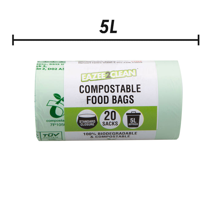 Refuse 20 PK 5L Food Bags/Sacks Strong Secure