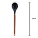 Solid Spoon Wood Handle Acacia Wooden Heat Resistant Solid Spoon  32cm Black