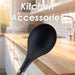 Solid Spoon Wood Handle Acacia Wooden Heat Resistant Solid Spoon  32cm Black