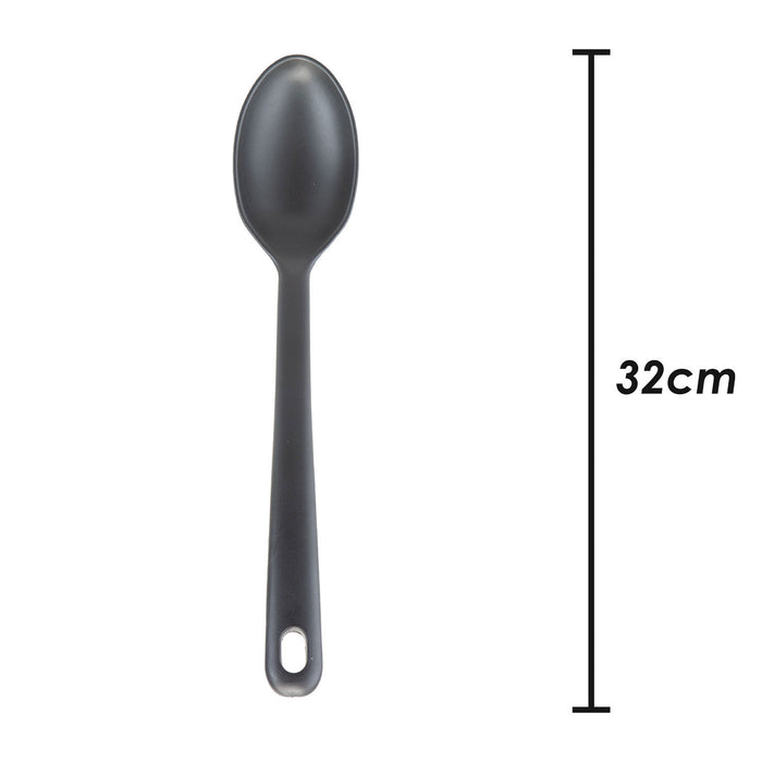 Solid Spoon Heat Resistant Slotted Turner Kitchen Recycled Materials 32cm Black