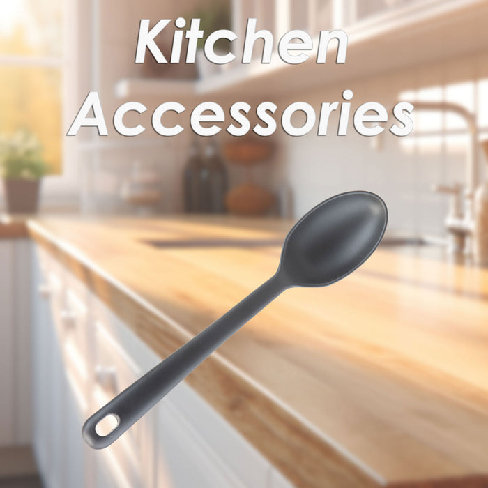 Solid Spoon Heat Resistant Slotted Turner Kitchen Recycled Materials 32cm Black