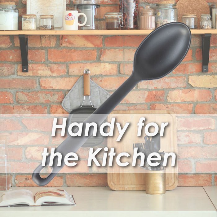 Solid Spoon Heat Resistant Slotted Turner Kitchen Recycled Materials 32cm Black