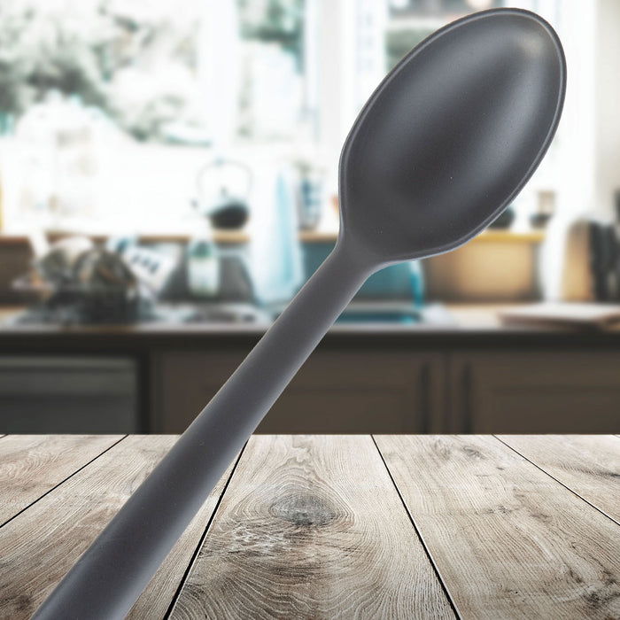 Solid Spoon Heat Resistant Slotted Turner Kitchen Recycled Materials 32cm Black