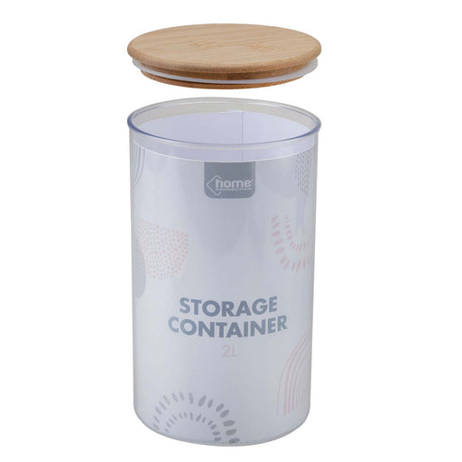 Storage Container Bamboo Lid Kitchen Organization 13 x 13 x 14cm 2L Clear