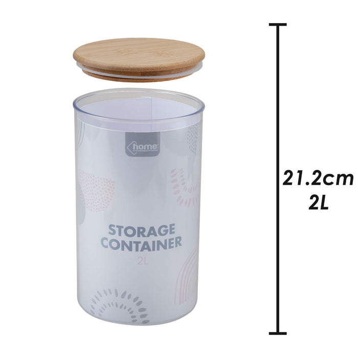 Storage Container Bamboo Lid Kitchen Organization 13 x 13 x 14cm 2L Clear