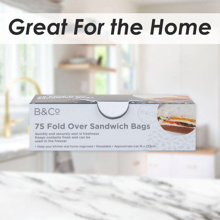 Food Bags Fold Over Storage . Reusable Lunch Pouch 75 Pack Clear